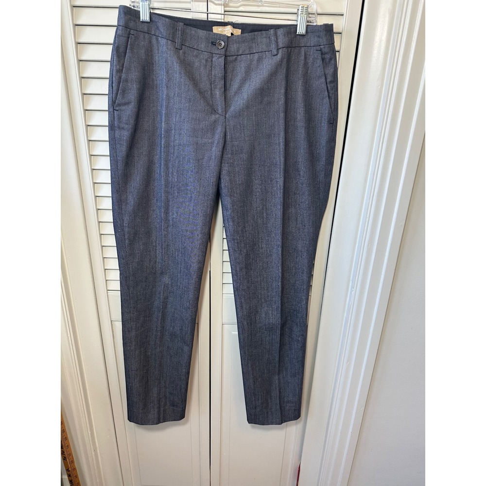 Michael Kors Italy Indigo Blue Cotton Tailored Trousers Pants KDC223A Size 8
